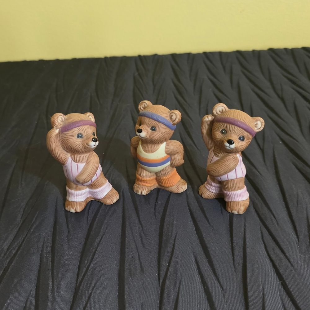 Homco Brown Bear Figurines in Colorful Outfits